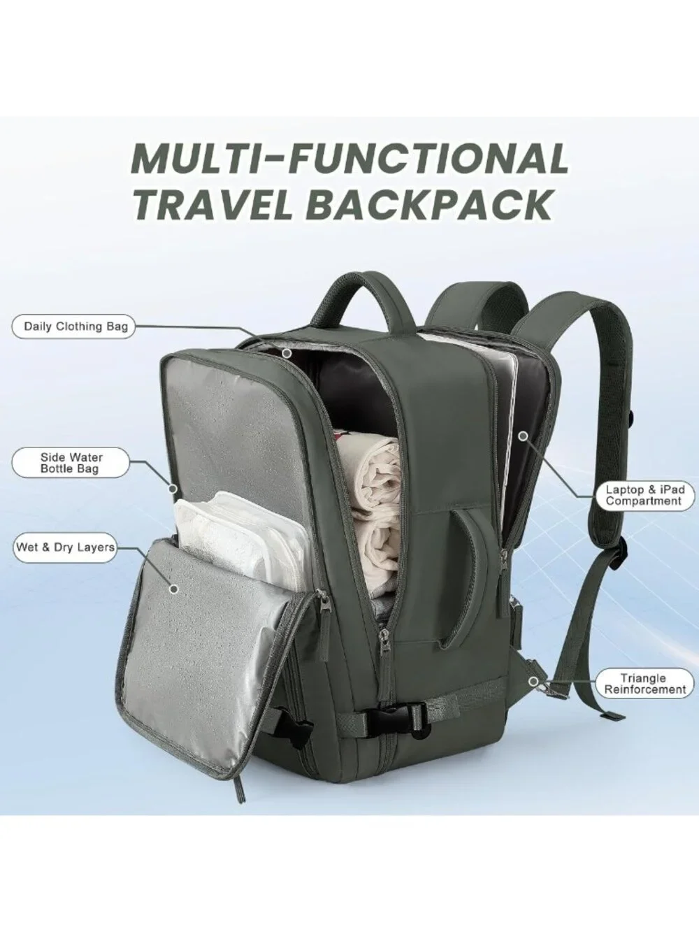 Versatile Waterproof Travel Backpack for Men & Women, 16